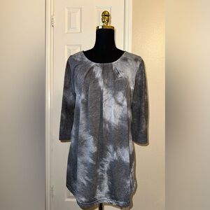 Weekend by Susan Graver Tie-Dye Tunic Top XL Fit Slit Sleeves Tie Detail